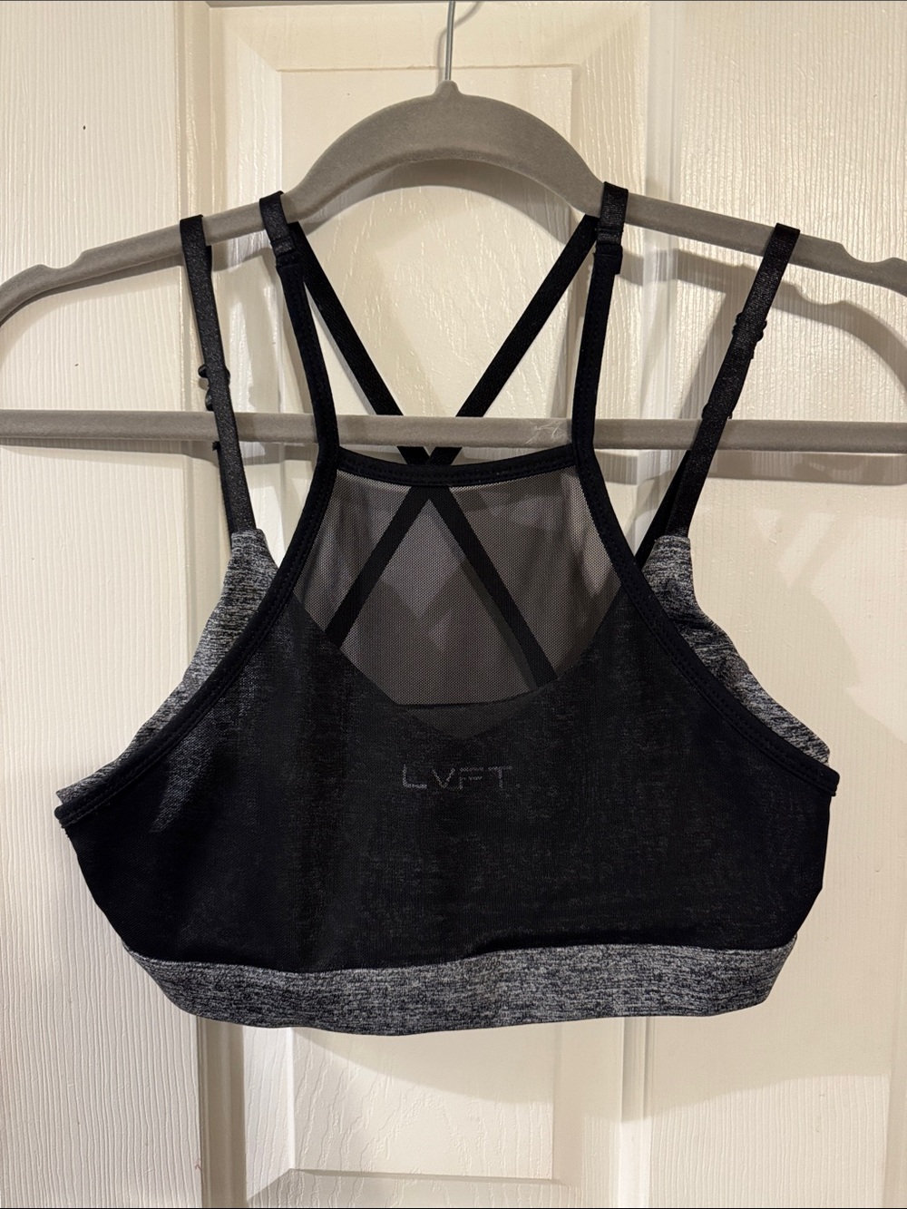 LVFT Black & Gray Strappy Sports Bralette